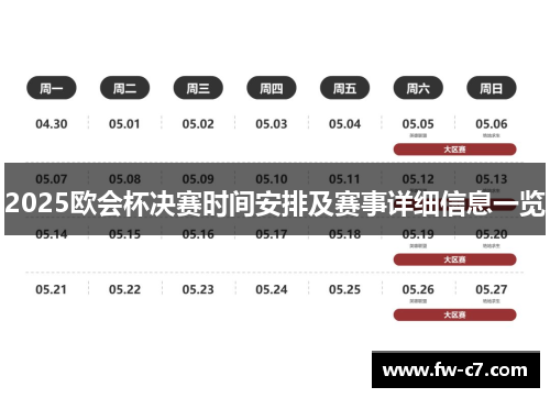 2025欧会杯决赛时间安排及赛事详细信息一览
